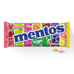 Mentos Frugt Dragees Appelsin Citron Jordbær Søde søde sager med frugtsmag (3 ruller), vegansk (pakke med 3)