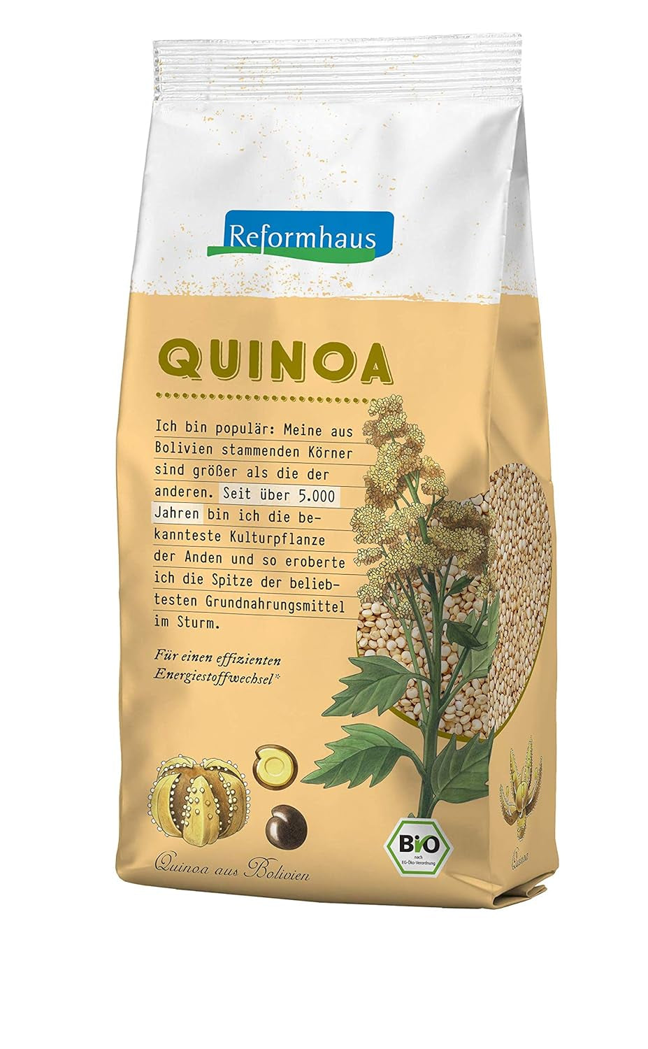 Hel hvid quinoa, glutenfri, økologisk, 500g