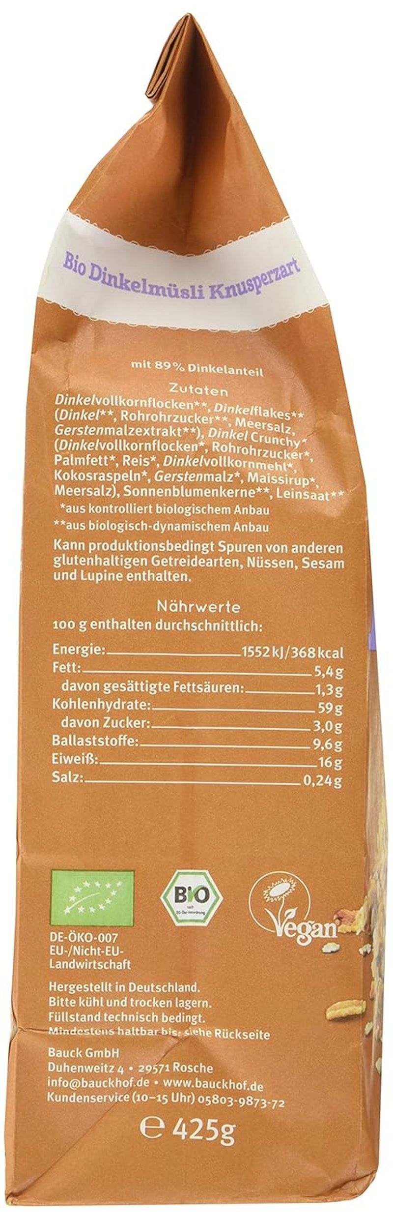 Crispy Hof speltmüsli (1 x 425 g) Pakke med 1