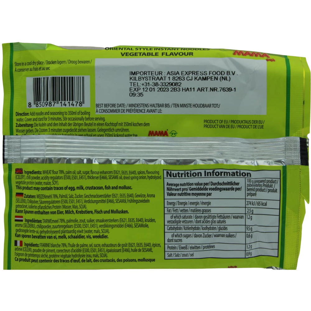 MAMA - Instant nudler med grøntsager, pakke med 30 stk (30 x 60 g)