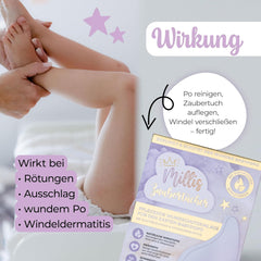 Millis Zaubertücher hos Windeldermatitis Baby, Bekannt aus "Die Höhle der Löwen", 25 Tücher (1 x 25er) mit Aloe Vera, Mandelöl & Q10 - Pflegt, Schützt & dient als Wundschutz bei gereizter Haut