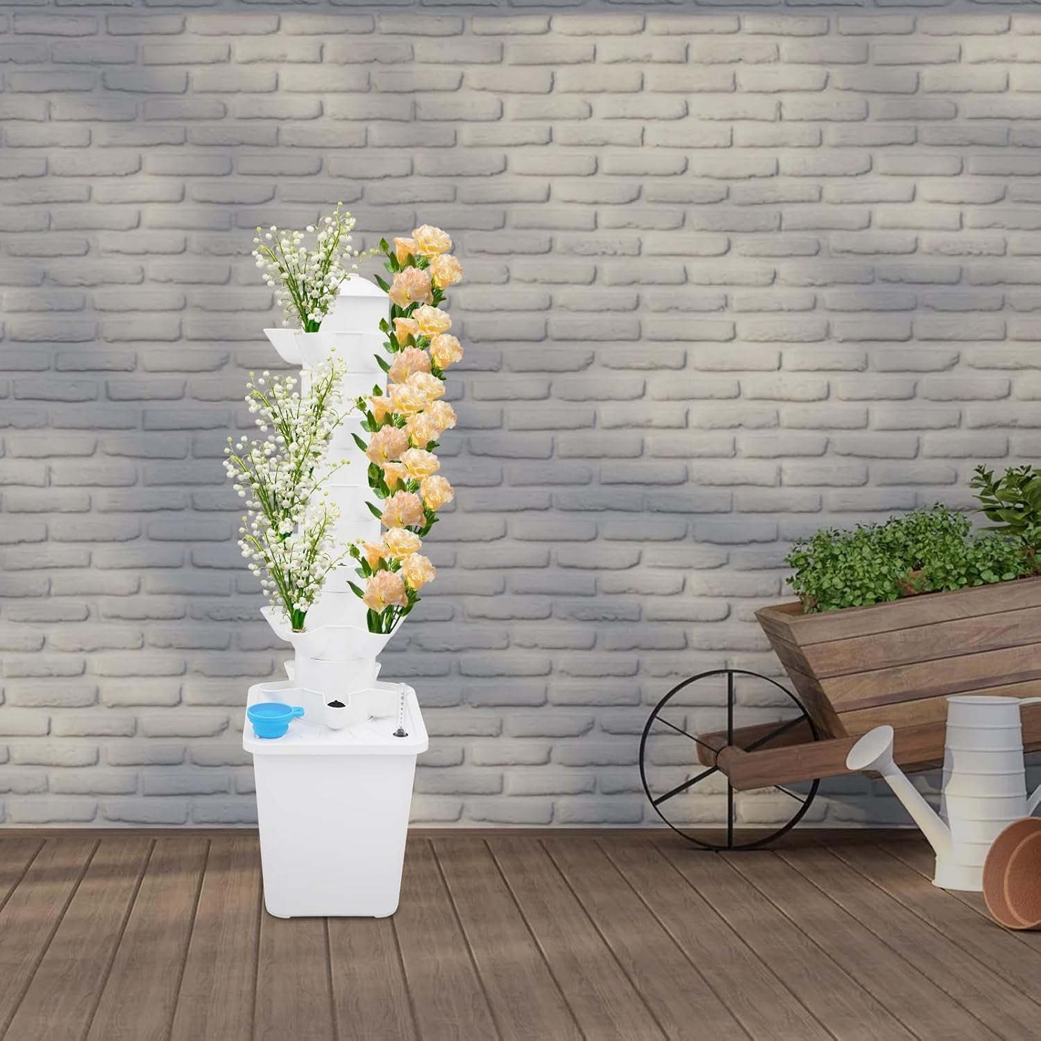 30 kapsler Hydroponic Tower, Hydroponic Grow System til haven, Aeroponic Grow Kit med 10L vandtank og hydreringspumpe, Vertical Aeroponic Grow Kit til urter, frugter, grøntsager