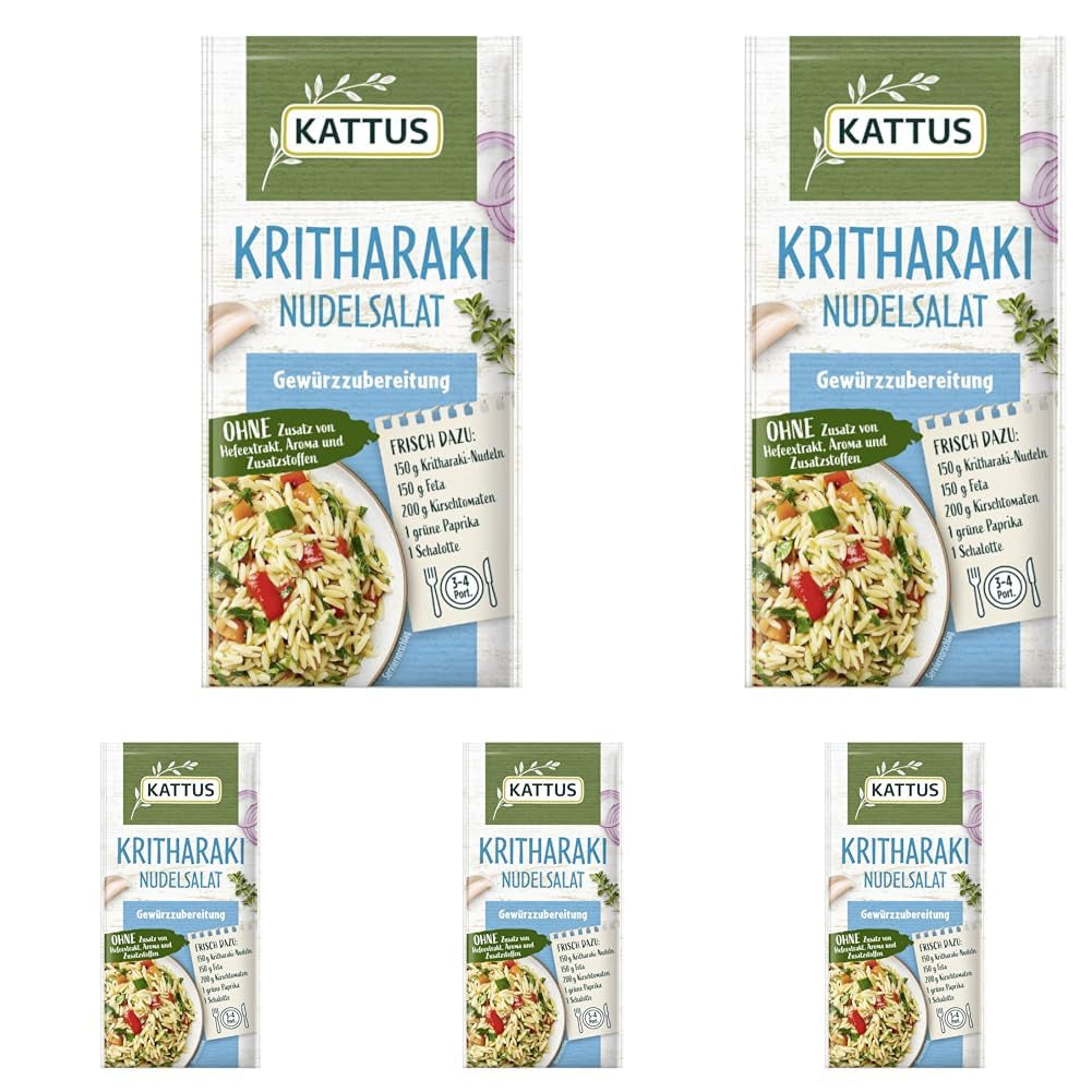 - Kritharaki-Nudelsalat Gewürzzubereitung | Krydderi til 3-4 portioner | Ohne Zusatz von Fefeextrakt, Aroma og Zusatzstoffer | 12 g i pose