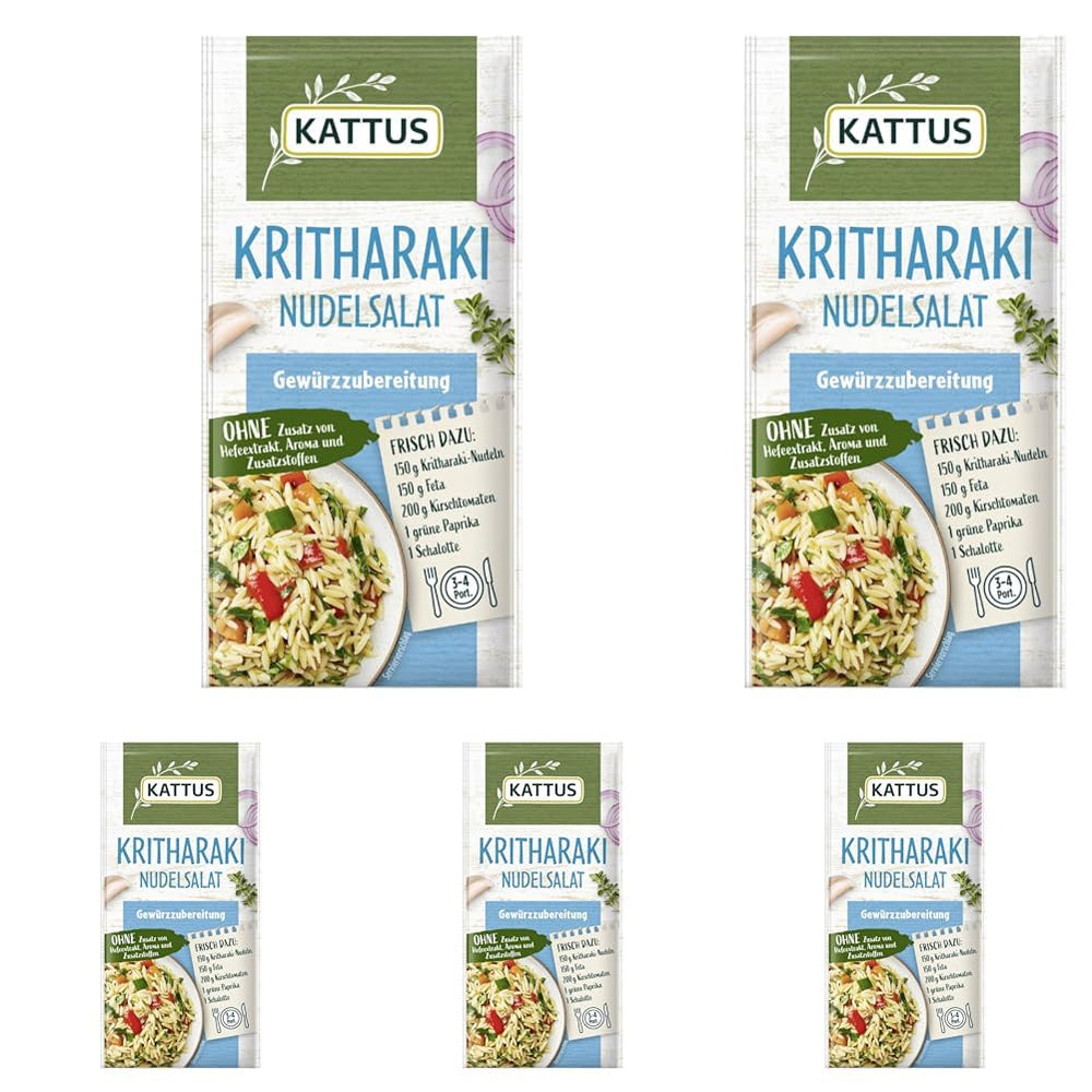 - Kritharaki-Nudelsalat Gewürzzubereitung | Krydderi til 3-4 portioner | Ohne Zusatz von Fefeextrakt, Aroma og Zusatzstoffer | 12 g i pose
