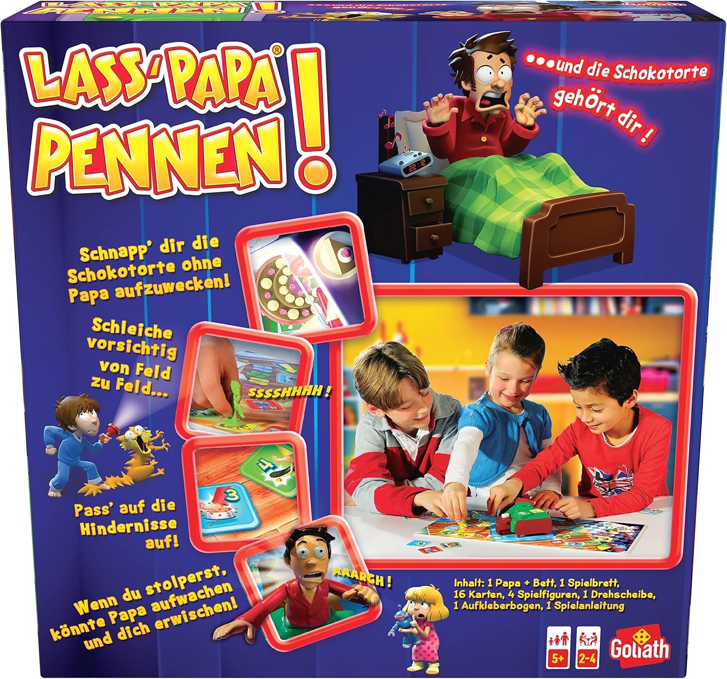 Goliath - LASĂ-L PE TATA SĂ DORMĂ - Joc pentru copii de la 5 ani în sus, 2 până la 4 jucători - Joc de petrecere distractiv și captivant pentru băieți și fete, cu instrucțiuni clare, Albastru