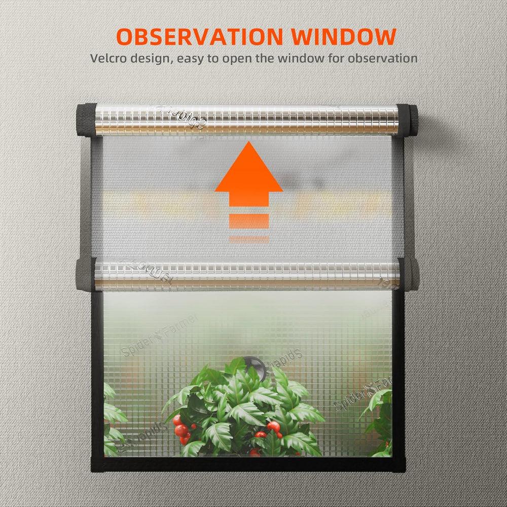 Spider Farmer Pro 70x140x200cm voksetelt med rulledør, observationsvindue, aftageligt gulvpanel, Mylar 2000D stof, til indendørs hydroponics med SF4000, G4500, SE4500