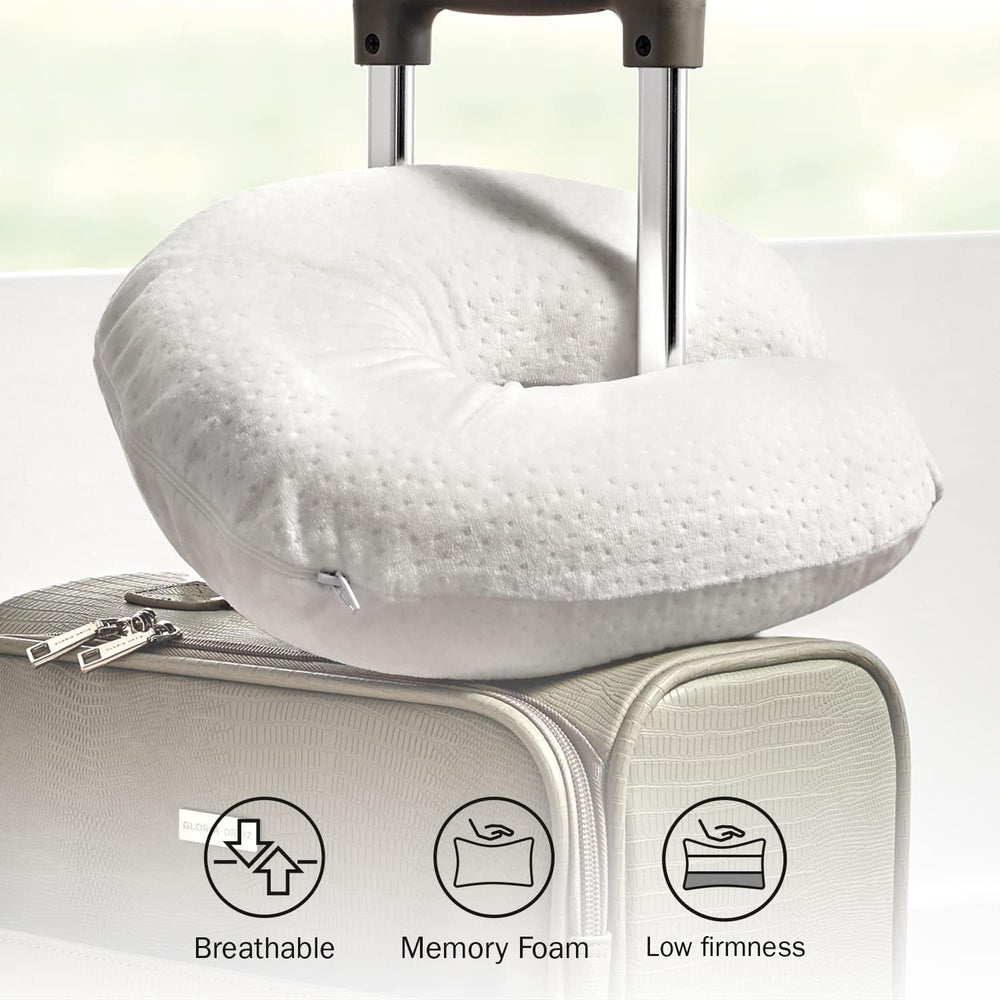 Pikolin Home - Pernă cervicală vâscoelastică pentru călătorii cu fermitate redusă, respirabilă și cu husă lavabilă cu fermoar.