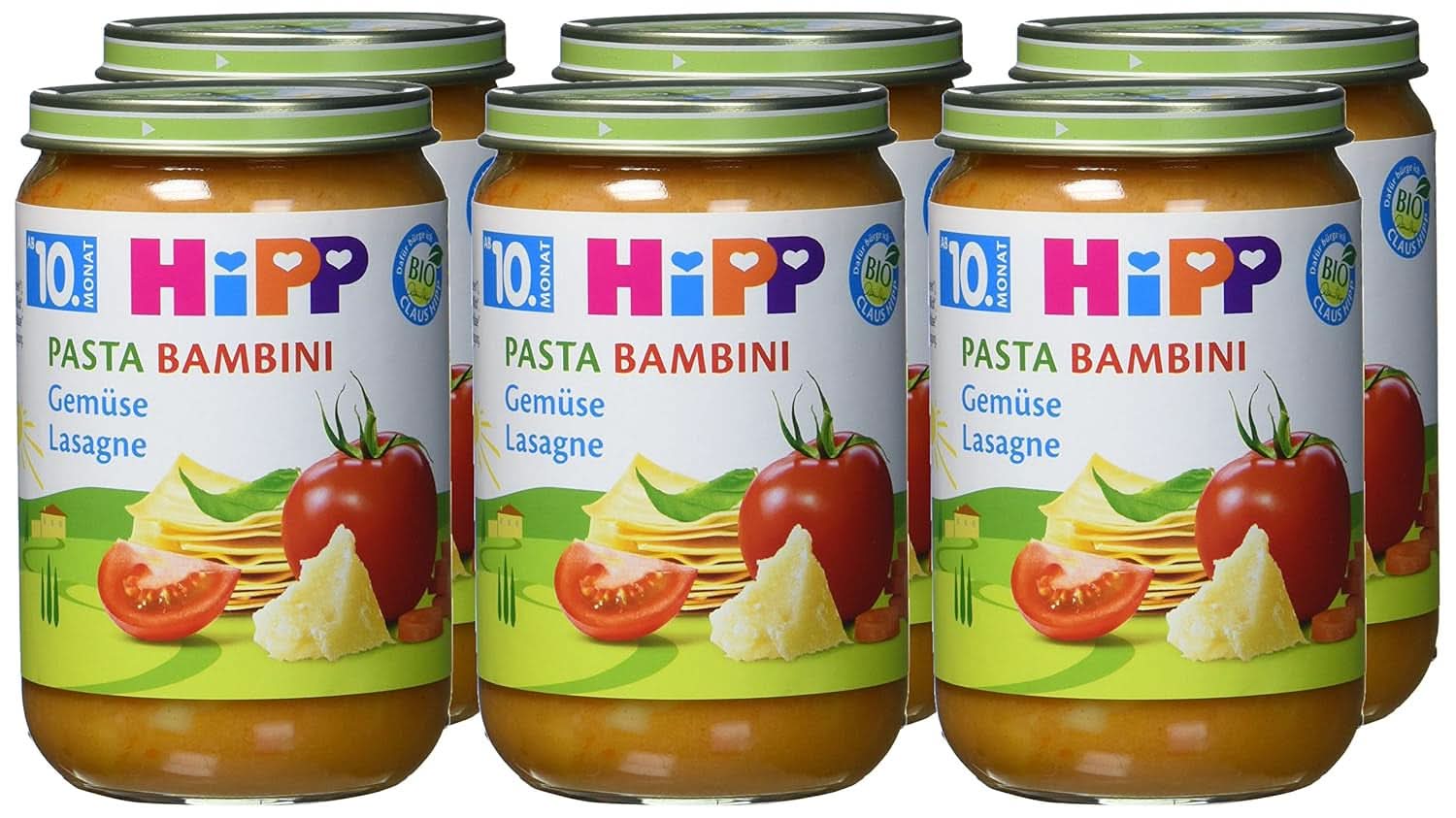 Hipp Pasta Bambini - Lasagne med grøntsager, pakke med 6 (6 X 220 g) Mor og barn Naty Shop