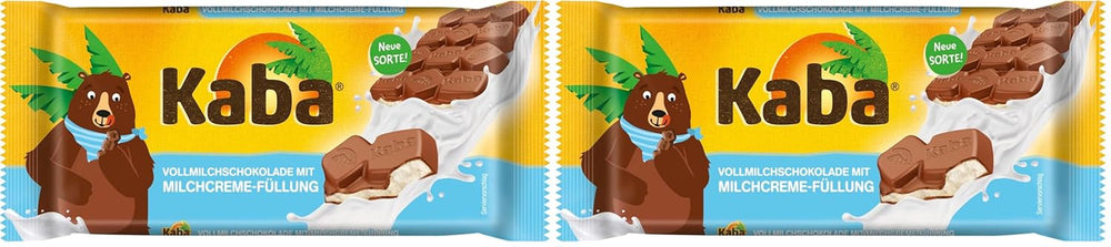 Kaba sødmælk og mælkecreme chokoladefyldt chokoladebar 90 g bar smeltende chokolade med letmælk creme og Kaba original smag (pakke med 2)