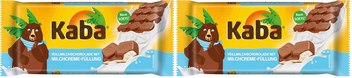 Kaba sødmælk og mælkecreme chokoladefyldt chokoladebar 90 g bar smeltende chokolade med letmælk creme og Kaba original smag (pakke med 2)