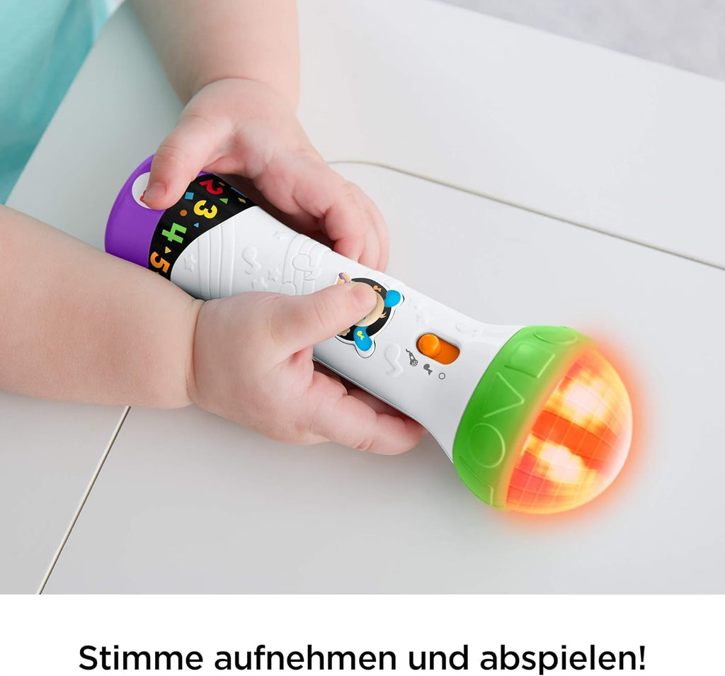 Fisher-Price FBP32 Microfon distractiv de învățare jucărie de învățare pentru litere numere culori și propoziții cu funcție de înregistrare, de la 18 luni vorbitor de germană Jucarii Bebe Naty Shop