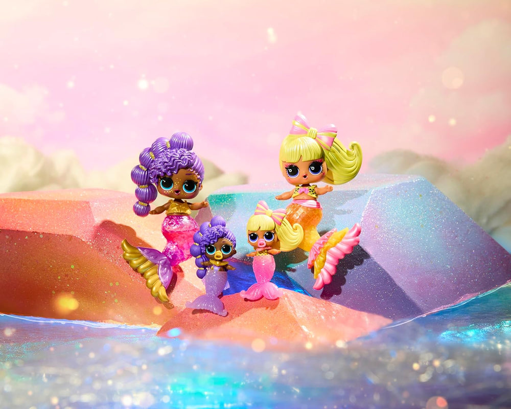 LOL Surprise! Mermaids Makeover Magic Tots – Luciu de buze adevărat pentru tine și păpușa ta, pentru a te crea singur, a amesteca și a crea machiaj, Joc distractiv cu apă, 6 păpuși de colecționat – Vârste 4+