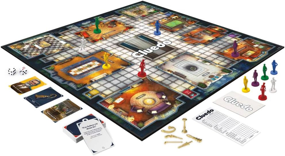 Hasbro Gaming Cluedo-brætspil til børn fra 8 år og opefter, Redesignet Cluedo-spil til 2 til 6 spillere, Detektiv- og puslespil, Mystery Game Perfekt til
