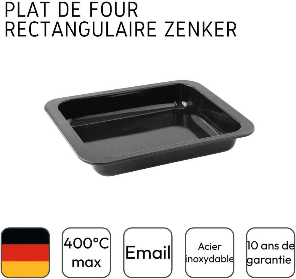 Zenker Ofenbackform (33 X 5 X 25 Cm) SPECIAL MADLAGNING, Rechteckige Auflaufform Mit Enamelle-Versiegelung, Backform Mit Extra Hohem Rand (Farbe: Schwarz), Menge: 1 Stück Forme og bakker til bagning Naty Shop