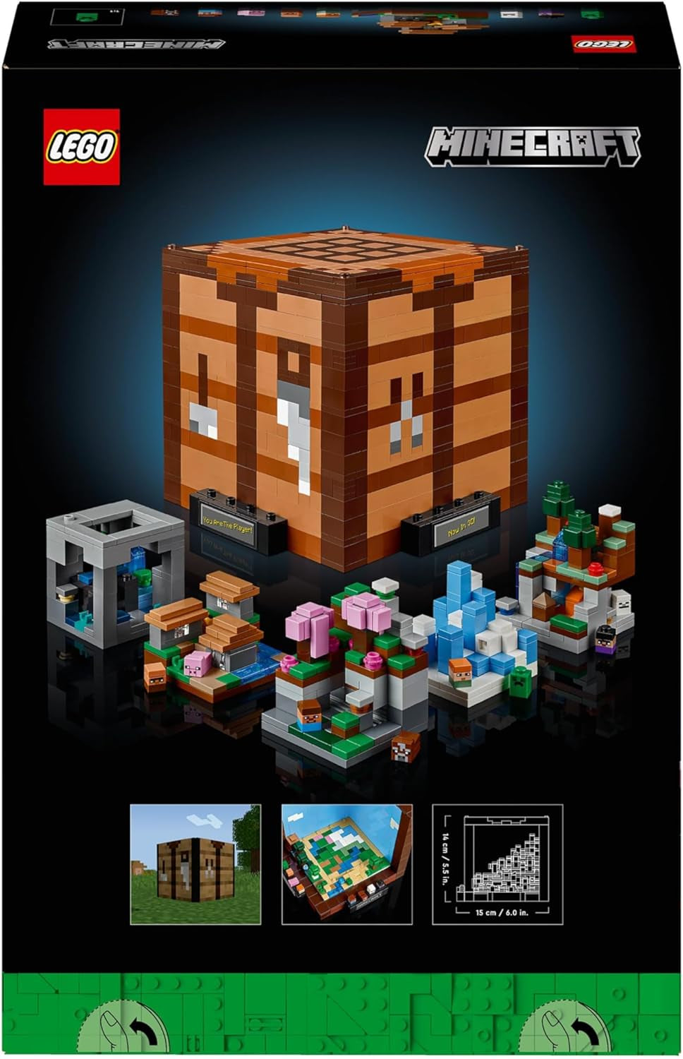 LEGO Minecraft Workbench Byggesæt 8 Figurer Videospil Sæt Inklusiv Steve Alex Creatures and Biomes 15-års jubilæumsmodel Gaveidé til Voksne Mænd Kvinder 21265 Byggesæt Beuche den LEGO-Store