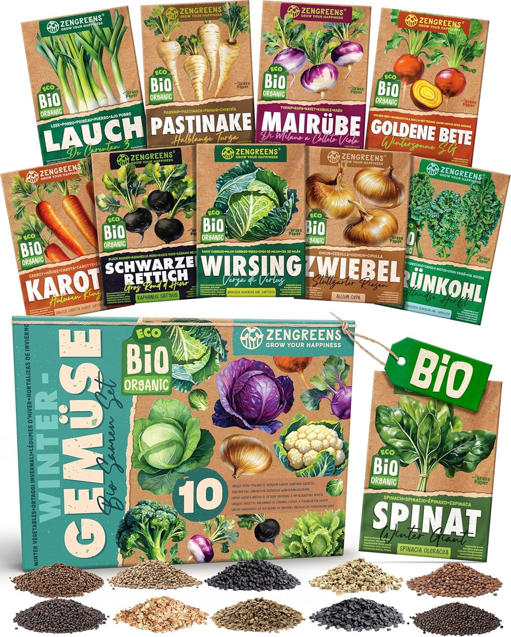 Økologiske basilikumfrø i et sæt med 6 - 6 basilikumfrø til nem dyrkning i haven, balkonen eller højbedet - Plantefrø - Frøplanter