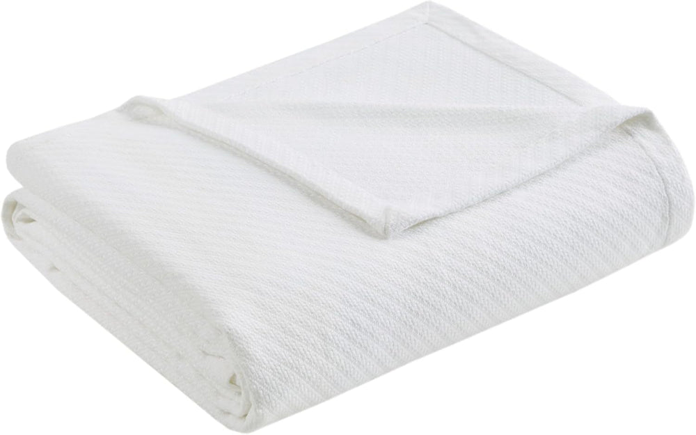 Madison Park Luksus flydende bomuld Høj kvalitet Blødt Komfortabelt 100 % ringspundet bomuldstæppe til sengesofa Sofa Blush Fuld/Queen Naty Shop Dyner & dyner Hvid King Size