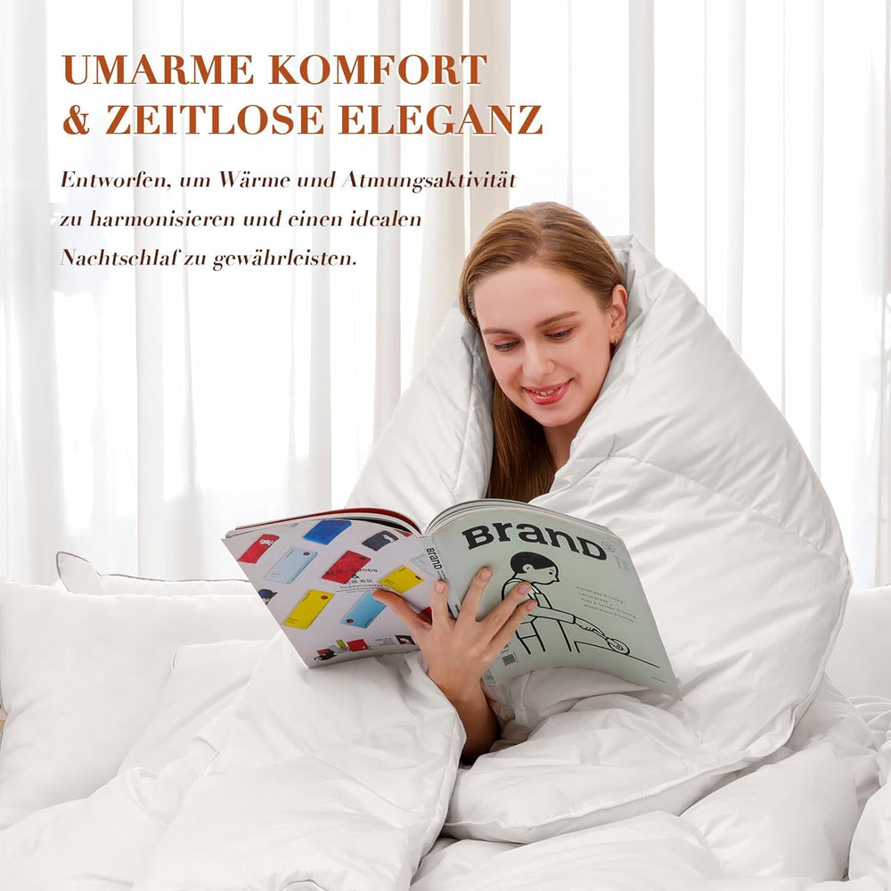 Dundyne 135X200 Alle årstider 100% bomuld 4 årstider Dyne 135X200 Med gåsedun og fjer Høj Fluffy 3D Baffelboks Medium Varme Dyner & dyner Naty Shop