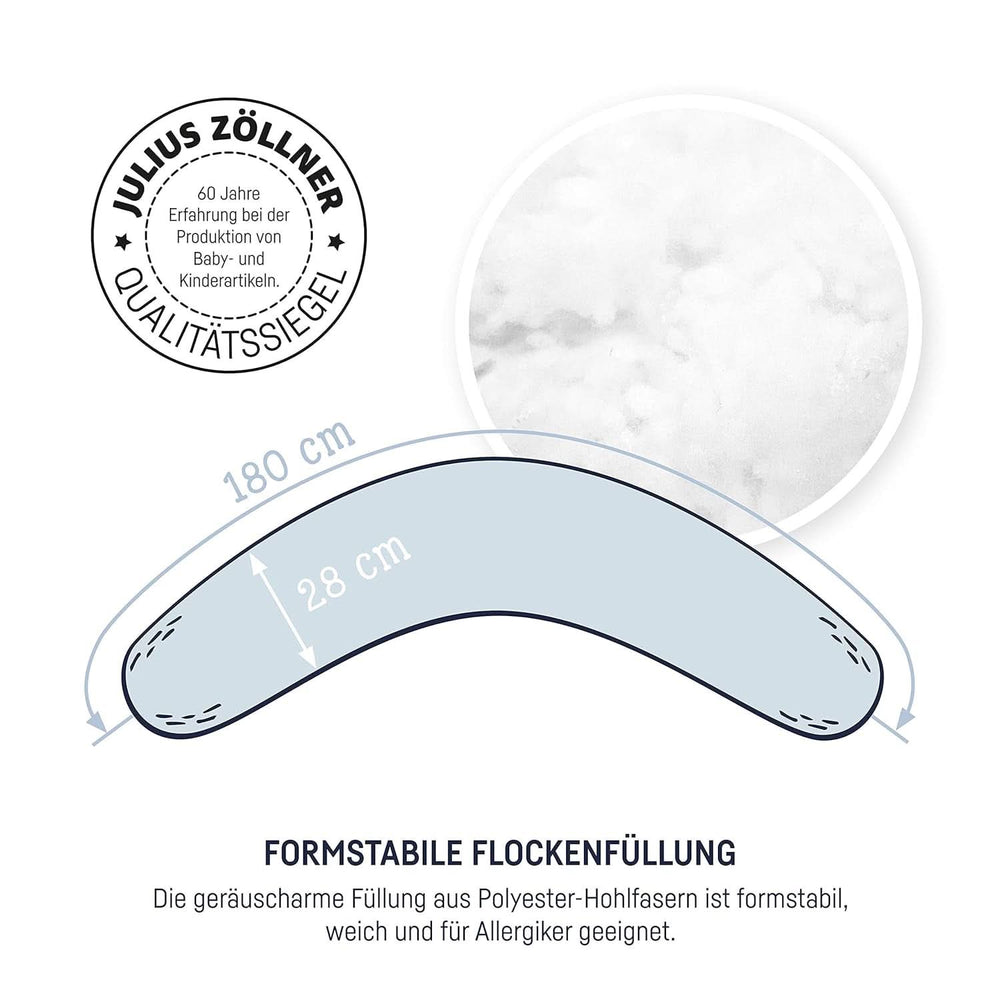 Perna de alaptare Julius Zöllner, umplutura cu fulgi deosebit de confortabila si dulcioasa, bumbac, cca 180 cm Accesorii Hrana si Alaptare Bebe Naty Shop