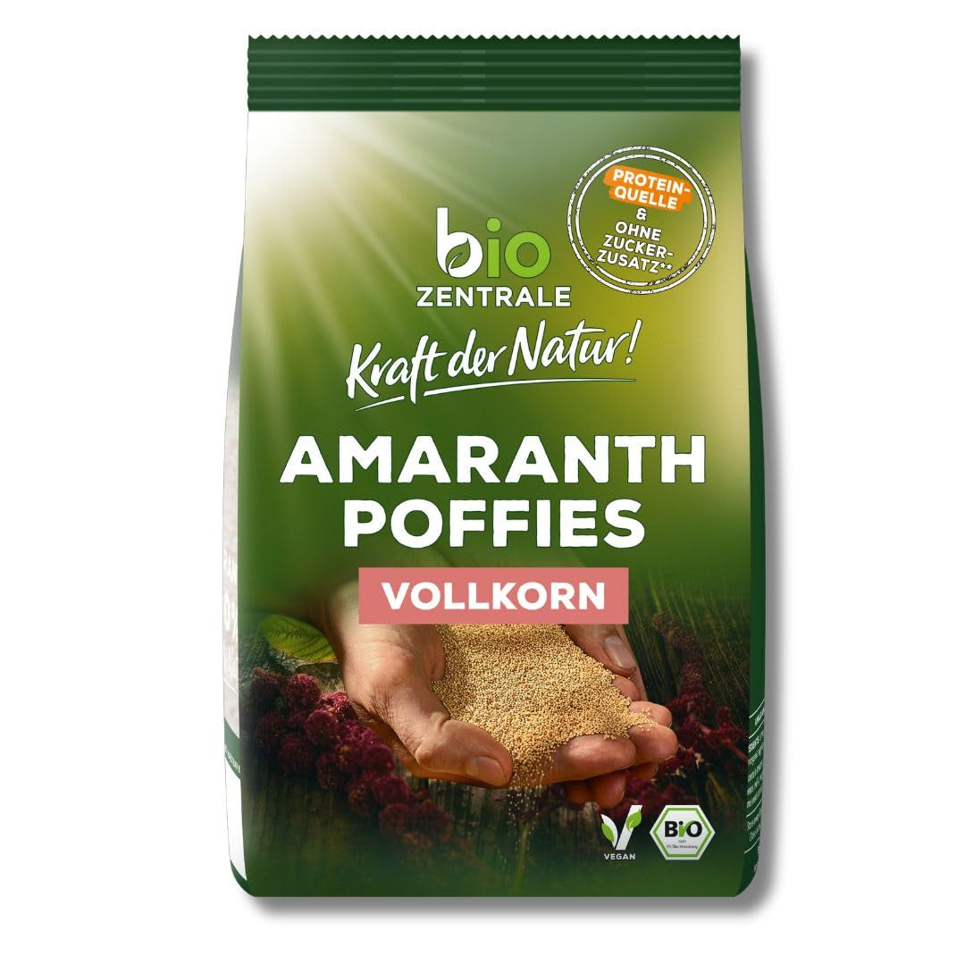 Biocentrale amarantpuster | 125 g | vegansk | små ekspanderede amarantkorn | proteinkilde | til müsli, yoghurt og farverige morgenmadsskåle