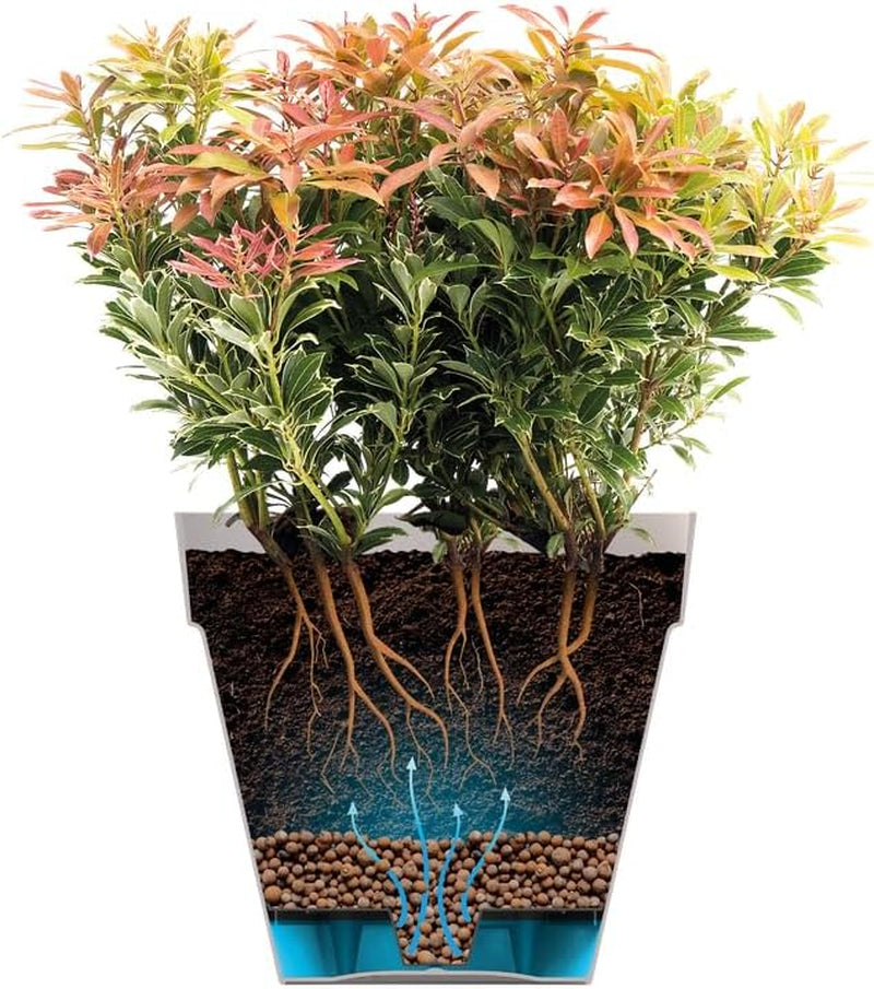 elho Loft Urban Round Tall 35 - Ghiveci de flori pentru exterior - Ø 33,5 x H 45,3 cm - Alb/Alb