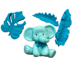 Set 4 decoratiuni comestibile din pasta de zahar, Botez, elefant, baieti Decoratiuni din Pasta de Zahar Naty Shop
