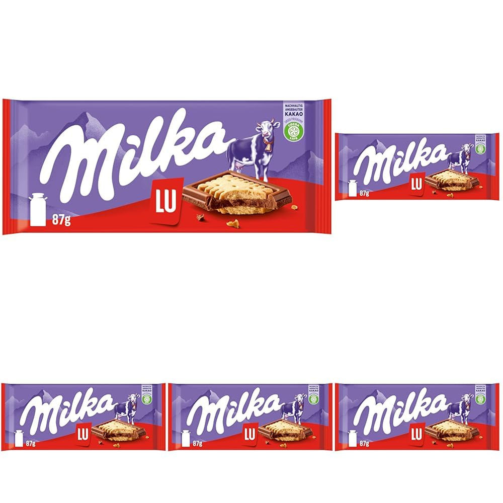 Milka LU – Alpine mælkechokolade med sprøde LU-kiks – 87g