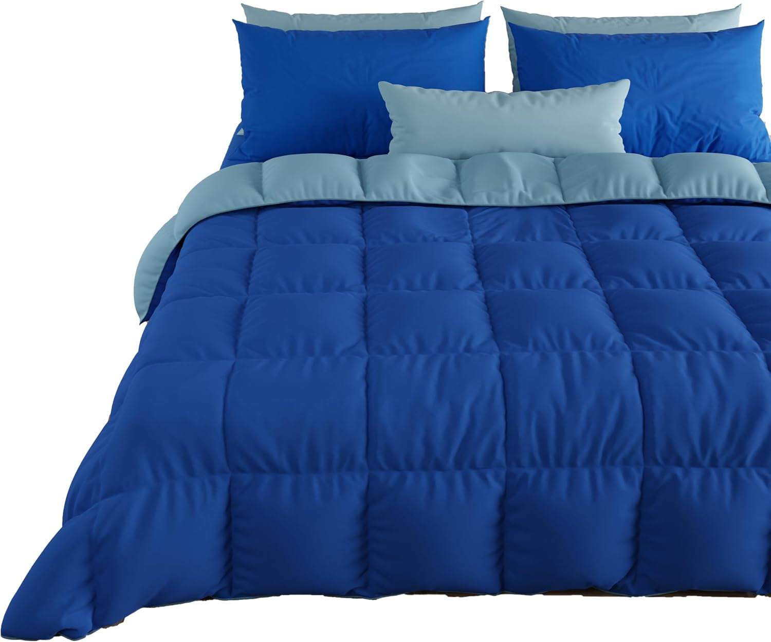 PETTI Artigiani Italiani - Vinterdyne til dobbeltseng, maxi, monokrom, dobbeltsidet, hvid, grå, 100% Made in Italy Dyner og dyner Naty Shop Blue Sengestørrelse 160X200: [Quilt 240 X 260 Cm]