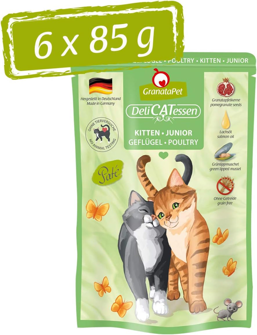 Granatapet Delicatessen Chicken PUR, hrană umedă pentru pisici, hrană fără cereale & fără zahăr adăugat, hrană pentru pisici cu conținut ridicat de carne & uleiuri de înaltă calitate, 6 X 400 G