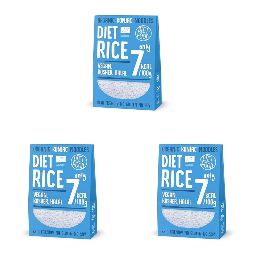 DIET-MAD Økologisk Shirataki Konjac Instant Rice, Low Carb, Low Calorie, Vegan, Fedtfri, Sojafri, Glutenfri, Keto-venlig, Slankende, 300 gram