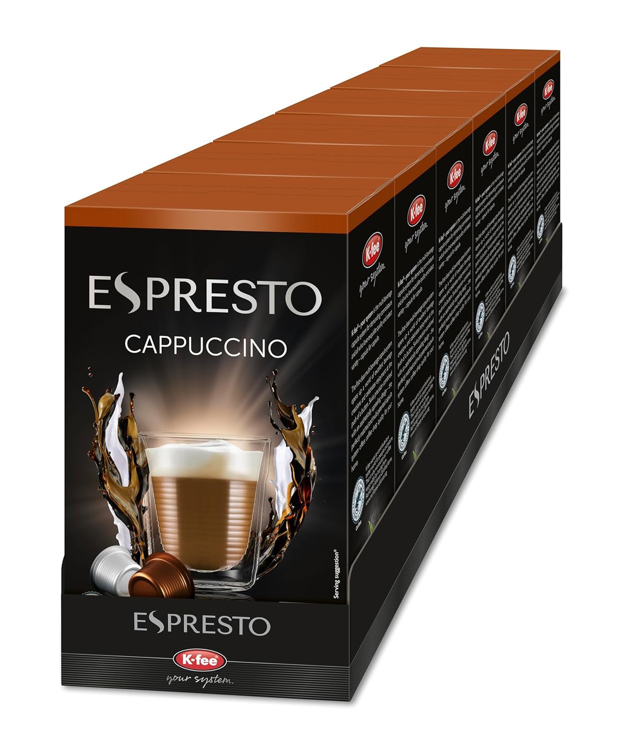 ESPRESTO Cappuccino, kompatibel mit K-fee & ALDI EXPRESSI*, RFA zertifiziert, 48 Kaffee-Kapseln & 48 Milch-Kapseln