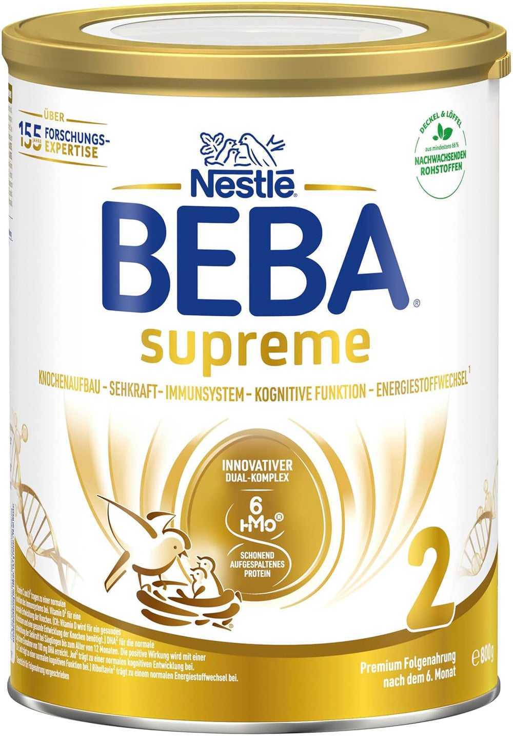 BEBA SUPREME 2 Tilskudsmælk efter 6 måneder, kun laktose, palmeoliefri, 6 stk. (6 x 800 g) Naty Shop