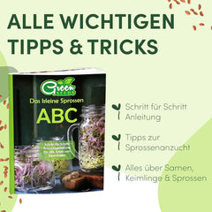 [Originalt startsæt med spirekrukke + karsefilter | 1000 ml med højkvalitets rustfrit stål Mesh Cover Stand Keramisk bakke + ABC til spiring [Printversion] Frøplantebakke med spiringskrukke