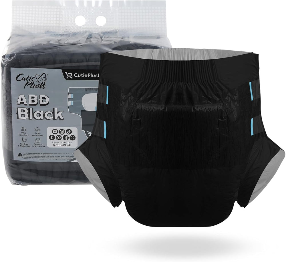 CutiePlusU voksenbleer, 10-pak engangsinkontinenstrusser med løkker til kvinder og mænd, maksimal absorptionsevne natten over - blå (stor størrelse 94-119 cm)