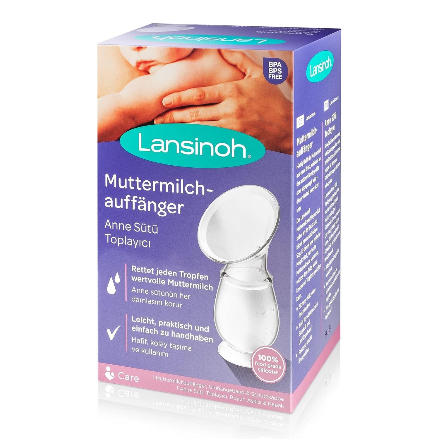 Lansinoh Silikon Milchpumpe & Muttermilchauffänger - Angenehmes & Extrem Weiches Silikon - Rettet Jeden Tropfen Muttermilch - Alternativ Zu Milchauffangschalen, 1 Stück (1Er Pack) Tilbehør Mad og Amning Bebe Naty Shop Single Vörangermodell