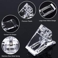 Cleme pentru unghii, cleme pentru manichiură, cleme transparente pentru unghii, Cleme transparente Polygel, construcție rapidă pentru extensii de unghii, asistent cu gel, 10 bucăți