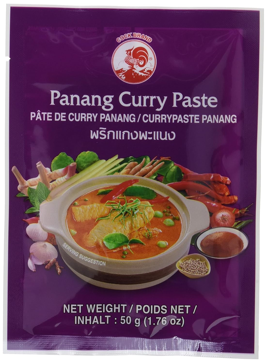 Cock Currypaste Panang, medium Schärfe, autentisk thailändisch Kochen, naturlige ingredienser, vegansk, halal og glutenfri (1 x 50 g)
