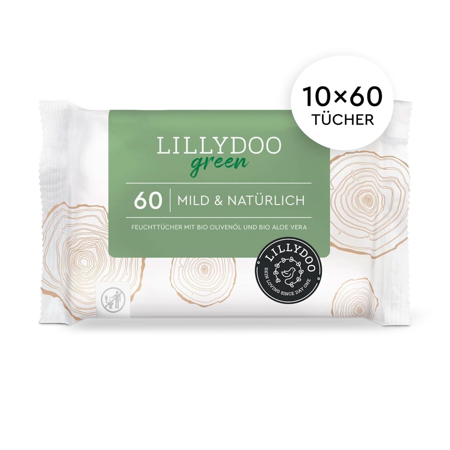 LILLYDOO Grønne naturlige vådservietter, 100 % plastikfri, parfumefri (FSC Mix) Naty Shop Baby vådservietter