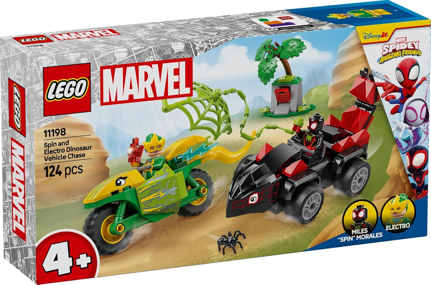 LEGO Marvel Action Sjov Med Spin Og Elektro I Deres Dino Speedsters, Bygbar Superheltebil Til Drenge Og Piger Fra 4 År, Heltesæt Med Legetøjsbil, Spidey Og Hans Super Venner 11198 Byggesæt Beuche den LEGO-Store
