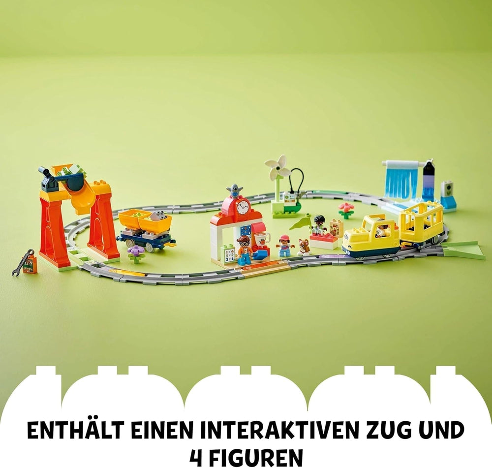 LEGO DUPLO Town stor interaktiv jernbane, byggelegetøj til småbørn 3 år, Push & Go-lokomotiv med lys og lyde, spordele, pædagogisk legetøj til førskolebørn 10428 Byggesæt Beuche den LEGO-Store
