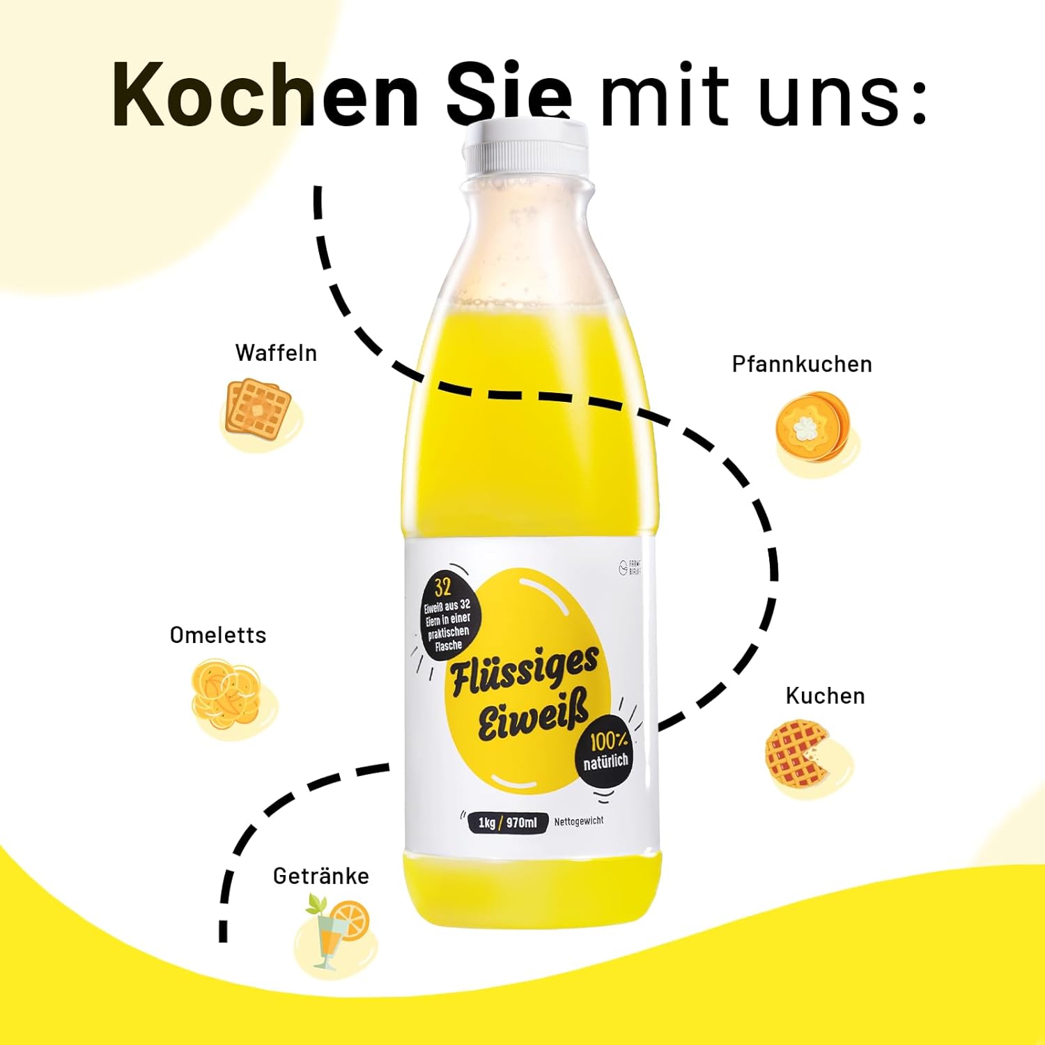 Flydende æggehvidemærke - 6x1 kg 100% naturlige proteiner