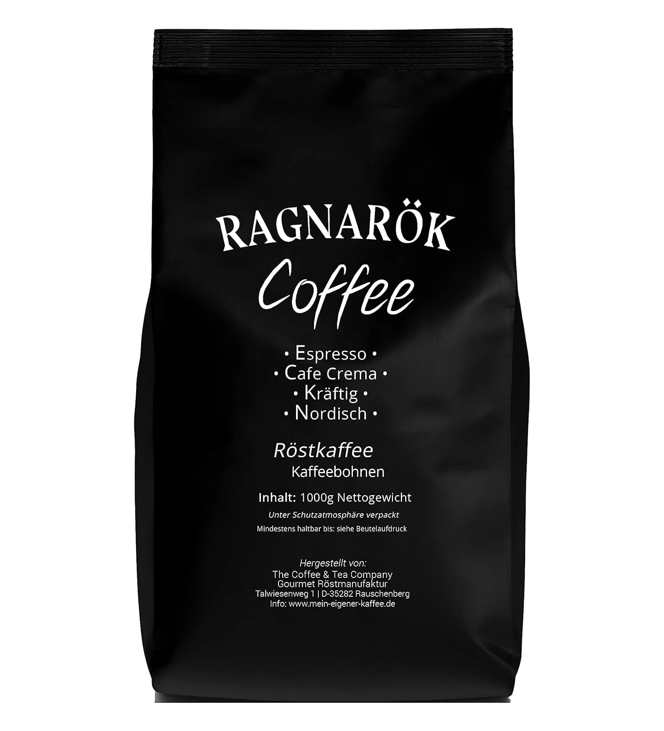 C&T "Ragnarök Coffee" nordischer Röst-Kaffee | 1000g ganze Bohne | als Espresso & Cafe Crema trinkbar | kräftig + würzig + aromatisch | 100% natürlich mit Koffein