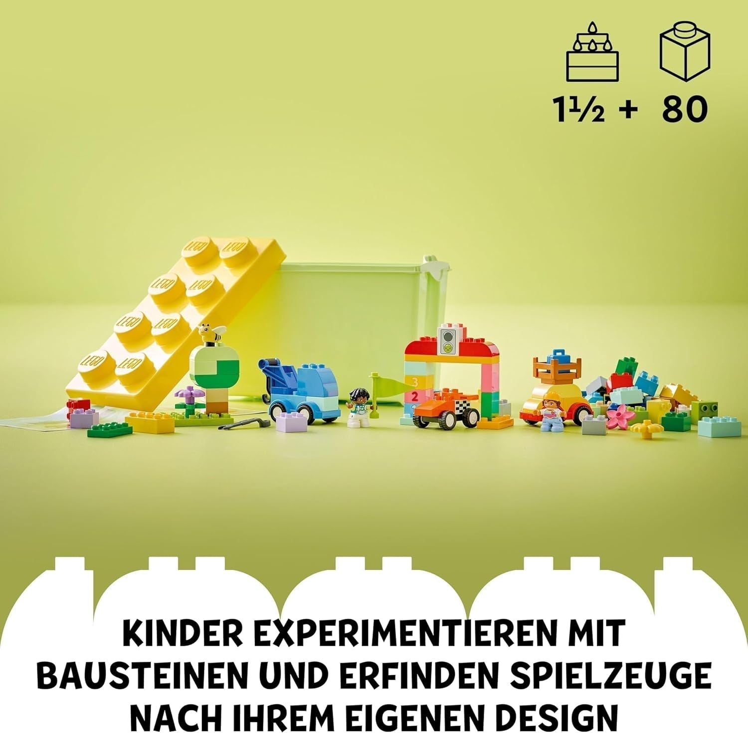 LEGO DUPLO Klassisk klodskasse biler og lastbiler, Køretøjslegesæt til børn fra 1,5 år, kreativt lærende legetøj, billegetøj og racerbilsæt 10439 Byggesæt Besuche den LEGO-Store