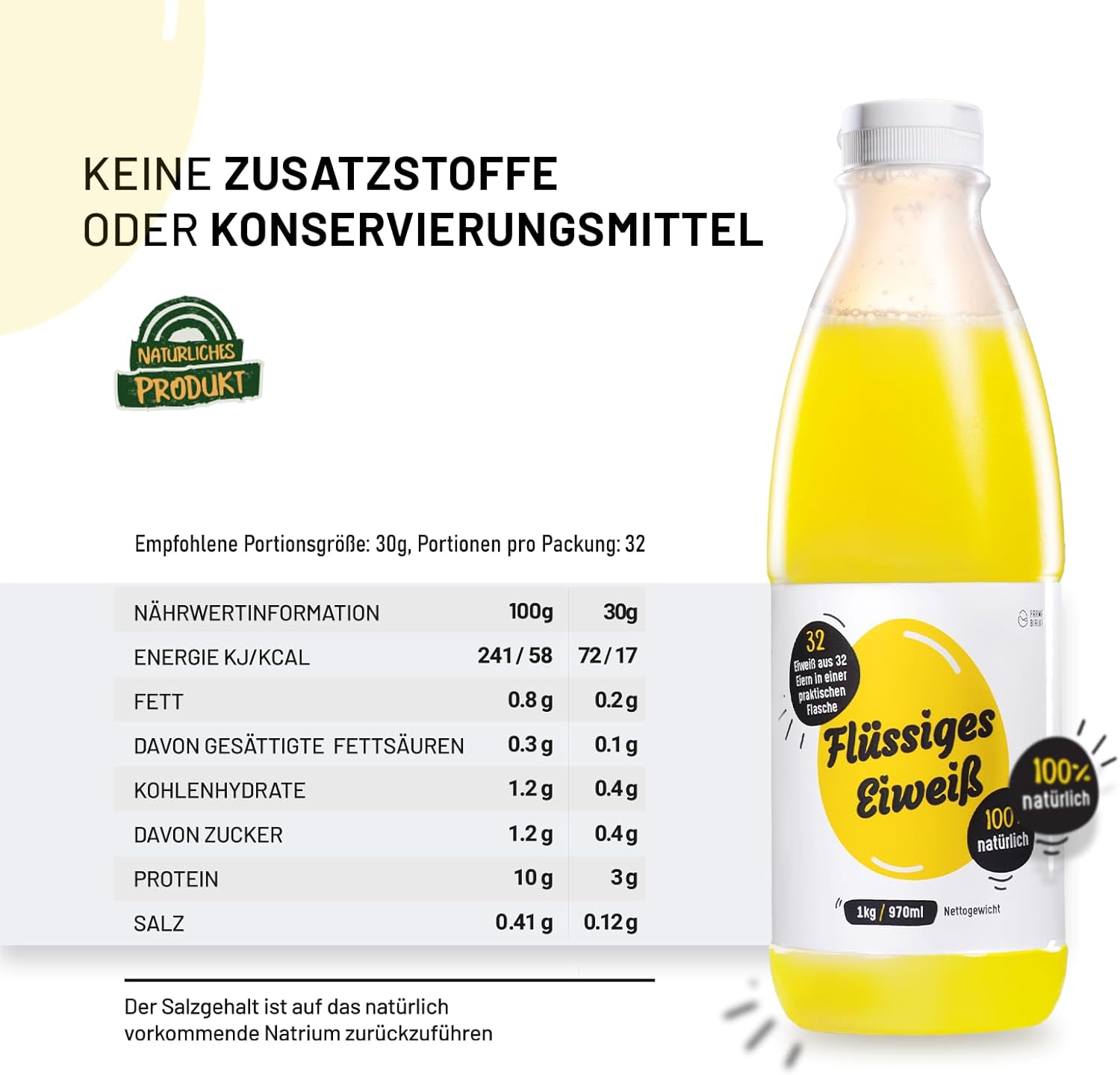 Flydende æggehvidemærke - 6x1 kg 100% naturlige proteiner