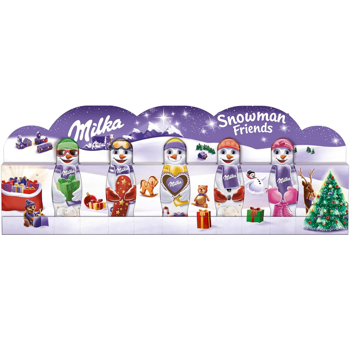 Milka Snowman Friends Alpine Milk - Mini snemænd lavet af fin alpin mælkechokolade - 5 x 15g