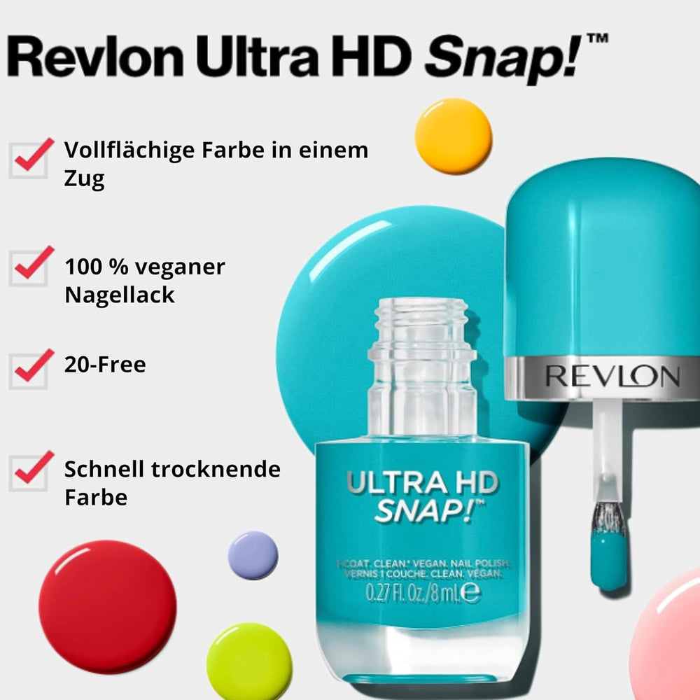 Revlon Ultra HD SNAP! Neglelak, blank neglefarve, 100 % vegansk formel, ingen base eller topcoat påkrævet, 033 jordet, 8 ml