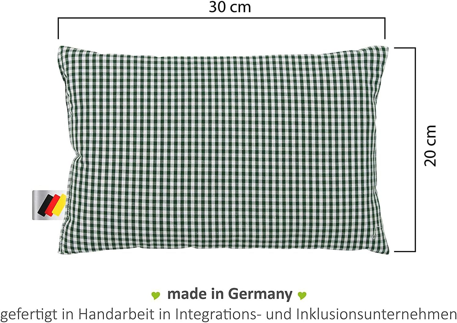 Gözze - Pernă parfumată cu ierburi, umplutură din amestec de ierburi 200G, capac din bumbac 100%, 30 X 20 Cm - Verde carouri Perne standard Naty Shop