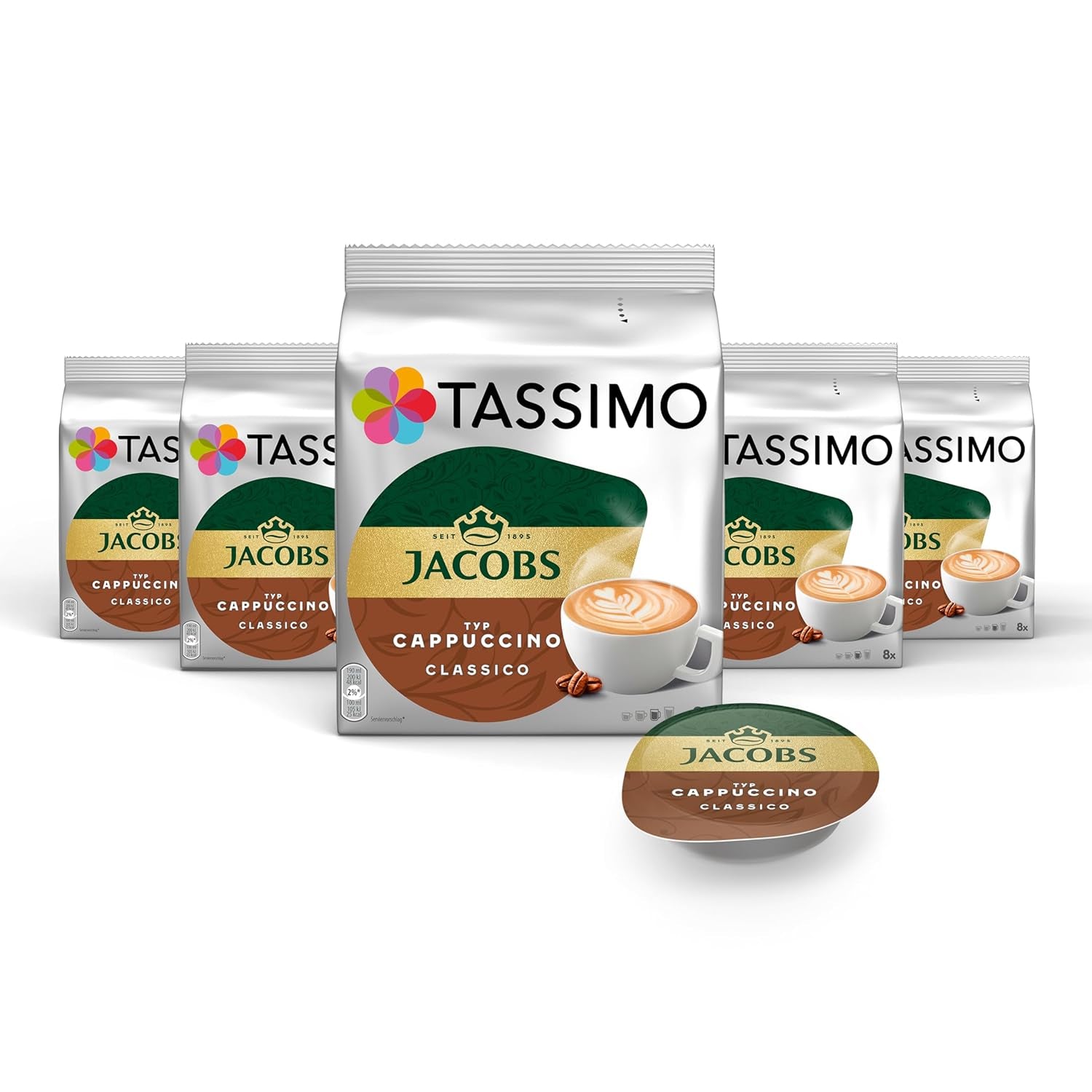 Tassimo Kapseln Jacobs Cappuccino Classico, 5 x 8 Pads, 40 Kaffeekapseln