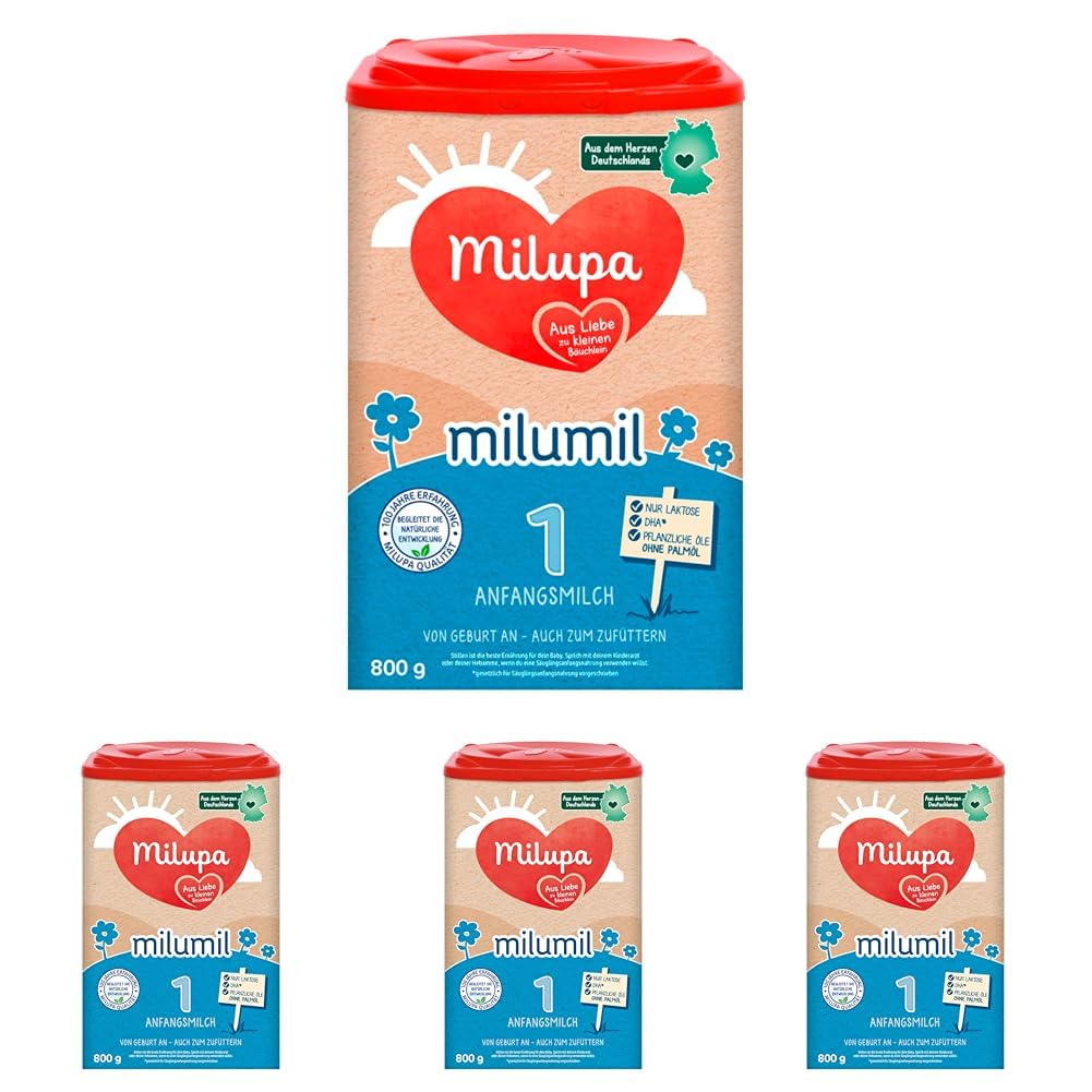 Milupa Milumil Pre, Mælkepulver til babyer - Med vigtige næringsstoffer og uden palmeolie - 800 g Naty Shop 4 x 800 gram Milumil 1