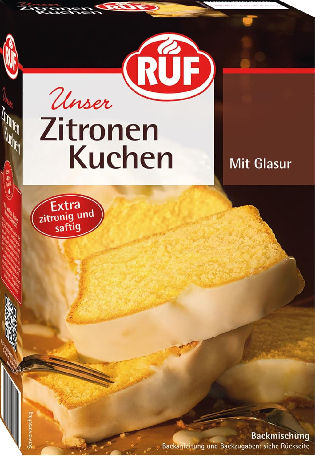 RUF Nusskuchen, Backmischung Mit Schneller Und Einfacher Zubereitung, Nussig Und Locker Mit Glasur, Als Grundlage Für Rüblikuchen, Vegan, 1 X 520G Naty Shop 500G Zitronenkuchen